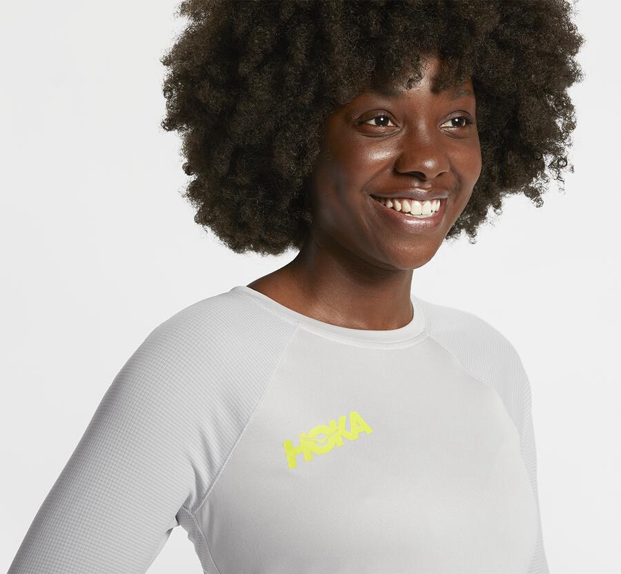 Top Hoka One One Mujer Blancos - Performance 3/4 Sleeve - OCLI91450